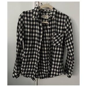 Current Elliott black + white gingham button up shirt Size 1